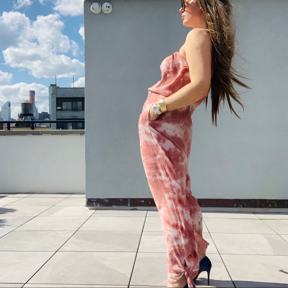 Free People Marble Abstract Cloud Camo Tie Dye Strapless Jumpsuit - Picture 7 of 16